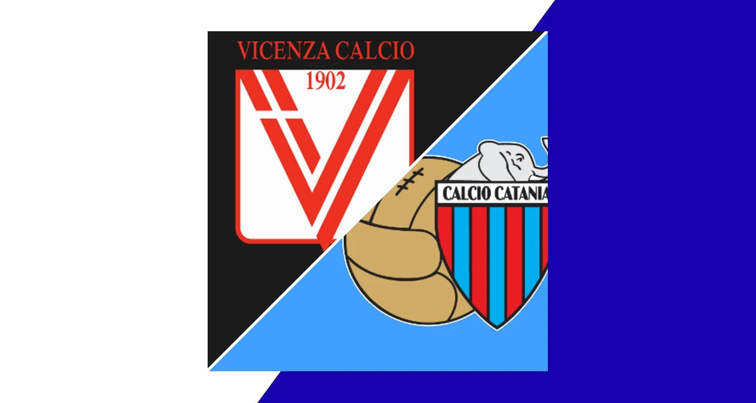Vicenza and Catania players battling for the ball during the Coppa Italia match at Stadio Romeo Menti